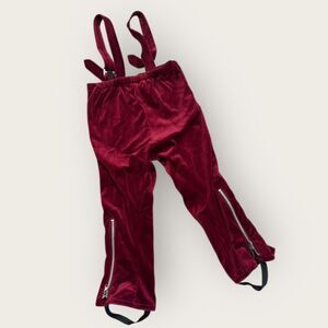 Vintage 1970s Kids Burgundy Velour Ski Pants Stirrup Zipper Legs Size 4–5